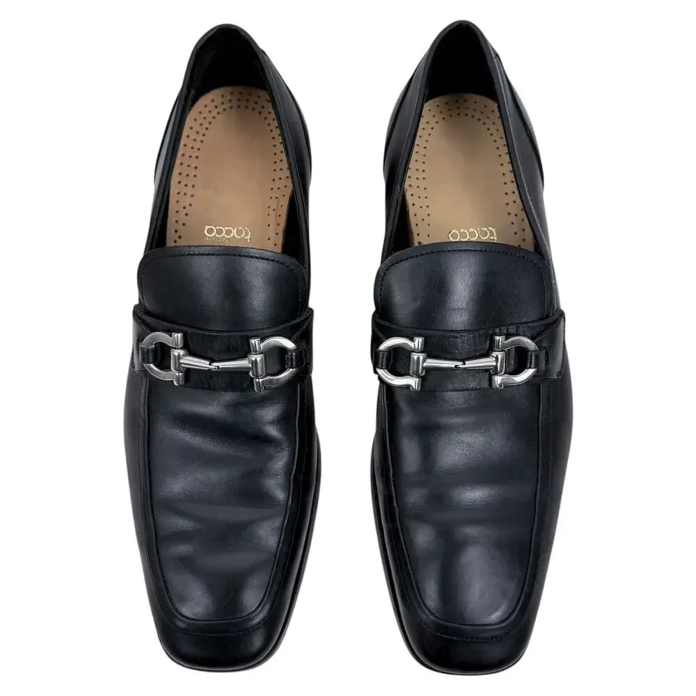 Salvatore Ferragamo Gancini Buckle Leather Loafer Black Size 9D